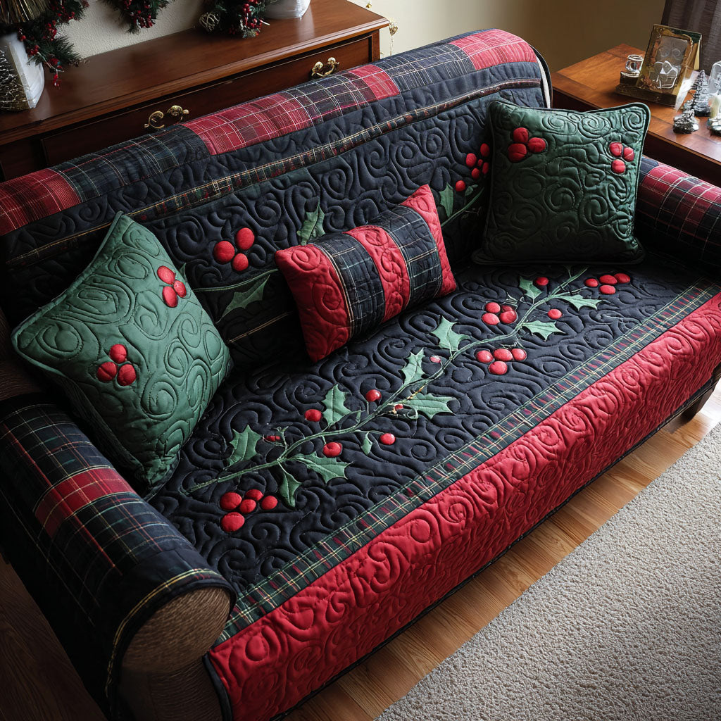 Julmotiv Sofföverdrag i Quiltad Design – Järnek NCU0PT9776