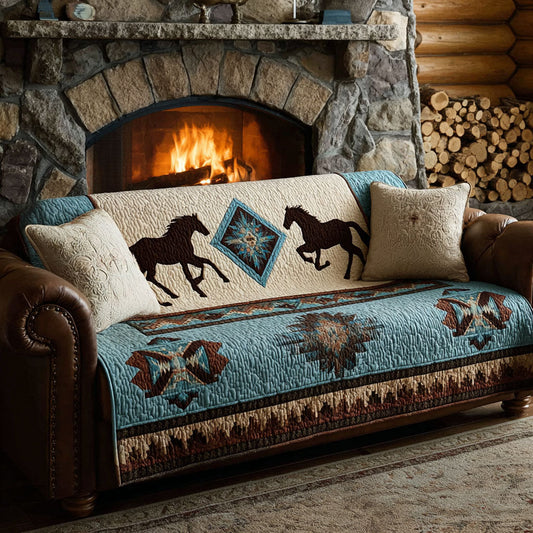 Quilted Sofa Cover – Featuring Horses and Sky NCU0DK11510