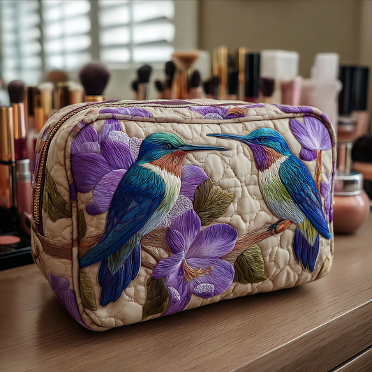 Quilted Cosmetic Bag with Delicate Hummingbird Design NCU0DK10217