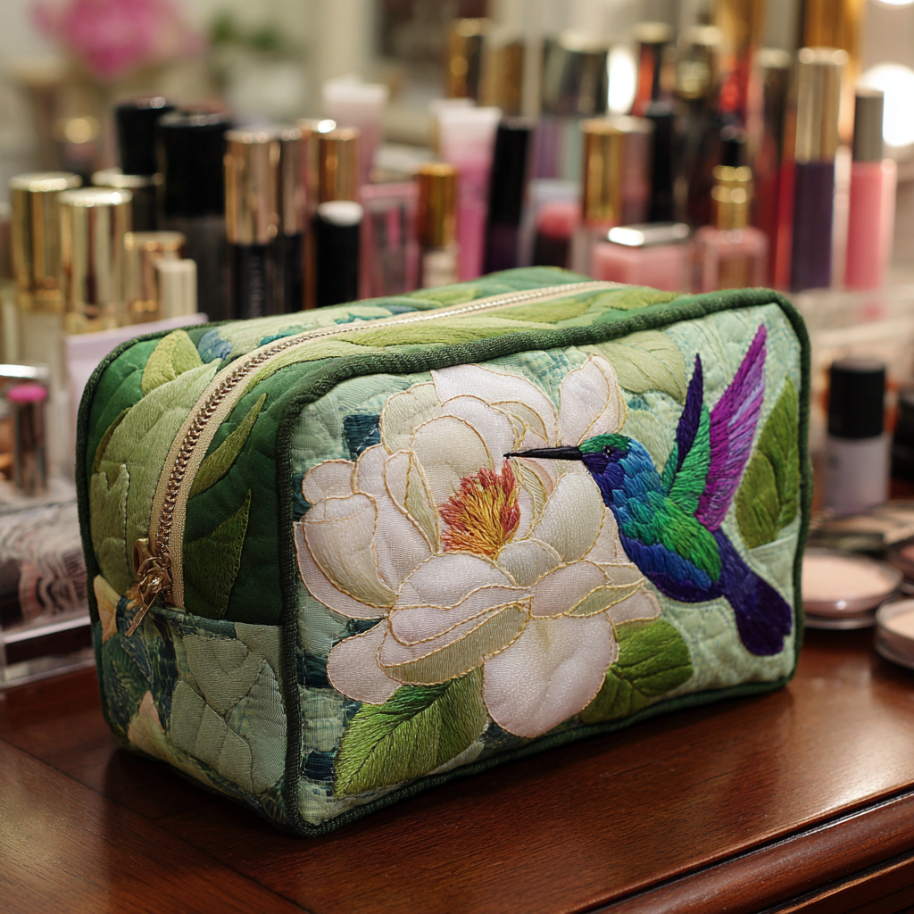 Quilted Cosmetic Bag with Hummingbirds NCU0DK10215