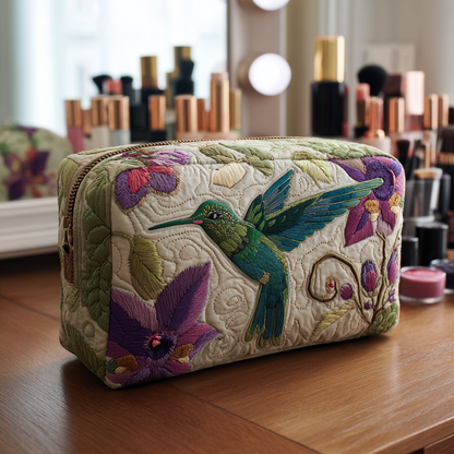 Quilted Cosmetic Bag with Hummingbird Garden Design NCU0DK10212
