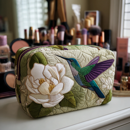 Quilted Cosmetic Bag with Hummingbirds on the Meadow NCU0DK10216