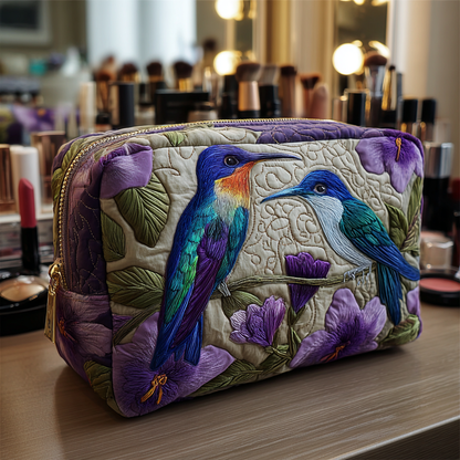 Quilted Cosmetic Bag with Delicate Hummingbird Design NCU0DK10218