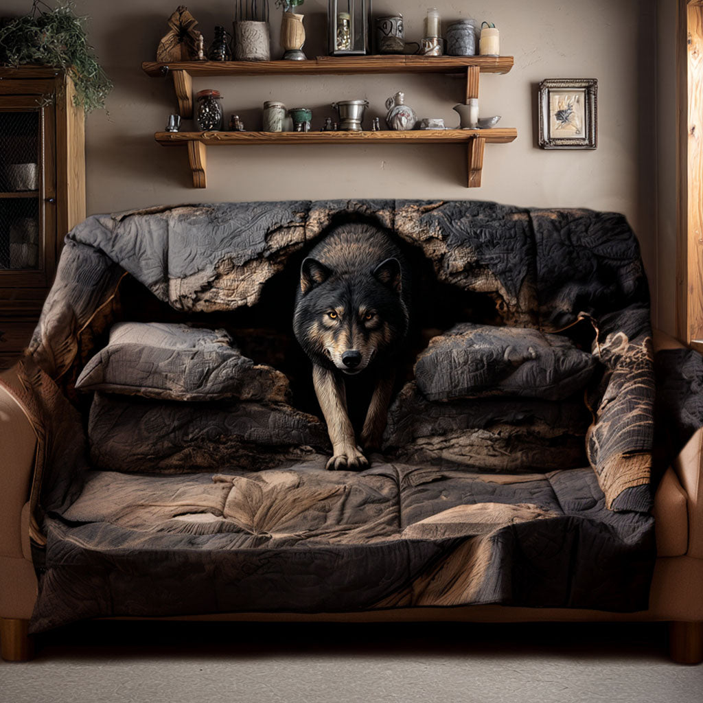Quilted Sofa Cover – Featuring Wolf Design NCU0VT328