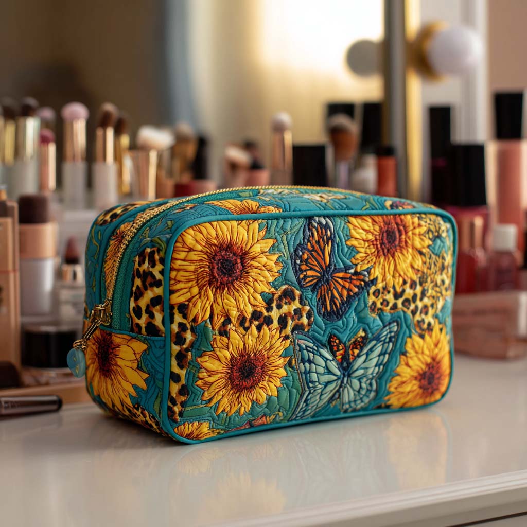 Quilted Cosmetic Bag with Cheerful Floral Print NCU0NT10233