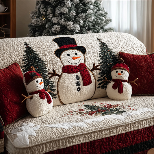Quilted Sofa Cover – Featuring a Smiling Snowman NCU0DK10793