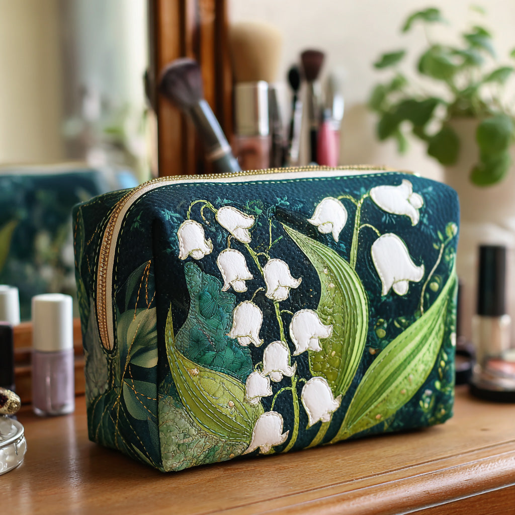 Quilted Cosmetic Bag with Delicate Lilies NCU0NT10172