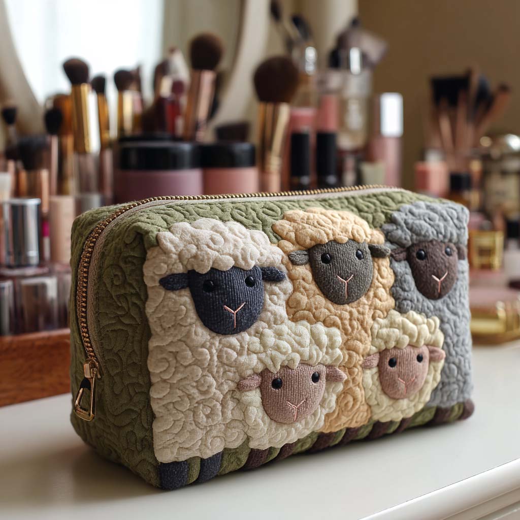 Quilted Cosmetic Bag with Sheep Design NCU0VT287