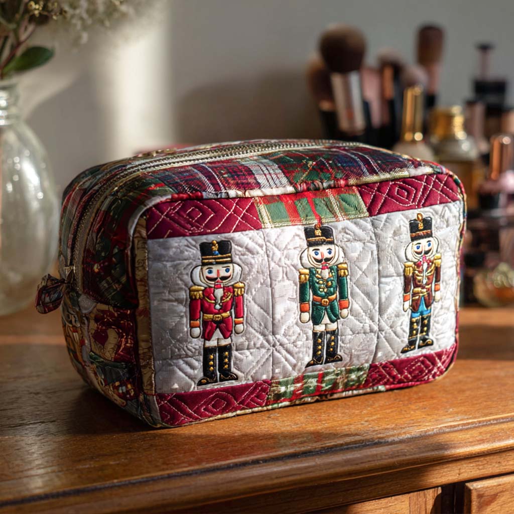 Quilted Cosmetic Bag with Cheerful Nutcracker NCU0PT9505