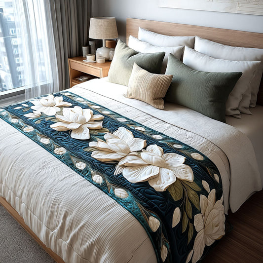 Quilted Bed Runner – Midnight Magnolia NCU0PT7894