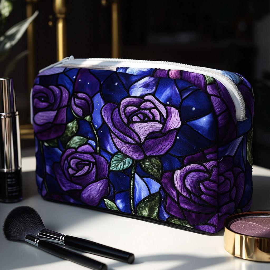 Quilted Cosmetic Bag with Night Rose Design NCU0DV7739