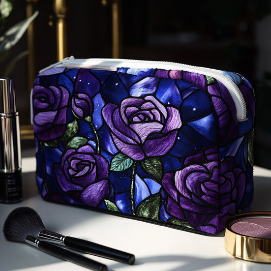 Quilted Cosmetic Bag with Night Rose Design NCU0DV7739