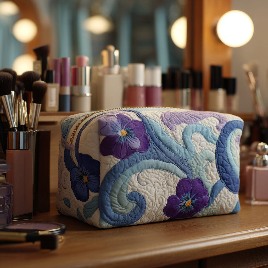 Midnight Purple Quilted Cosmetic Bag NCU0PT9195