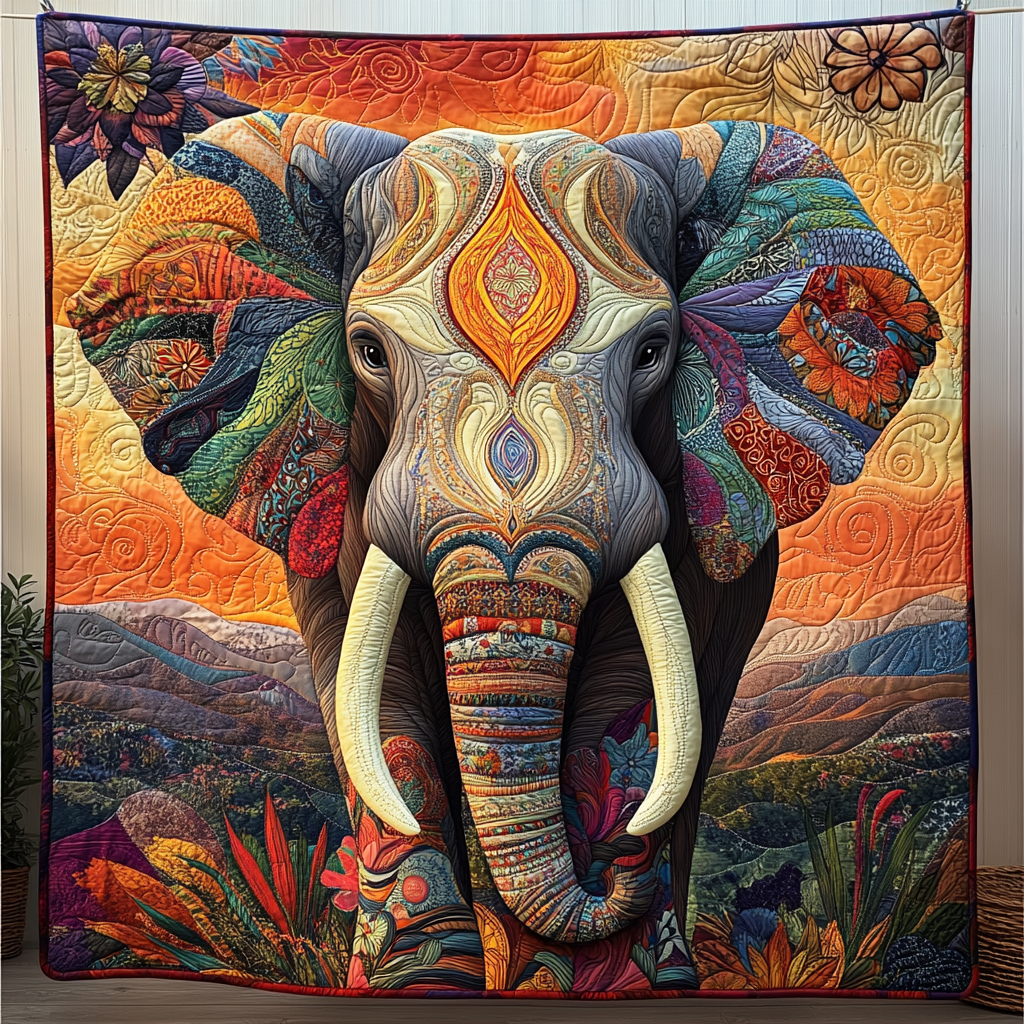 Quilted Blanket – Elephant in Moonlight NCU0DK660