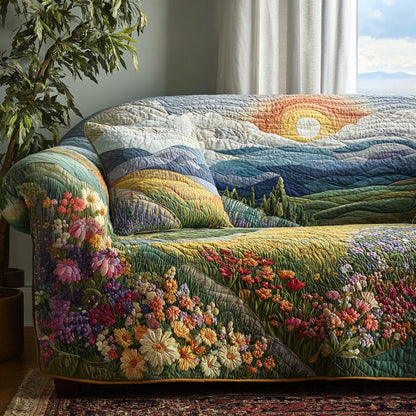 Quilted Sofa Cover – Featuring a Radiant Meadow NCU0VL3006
