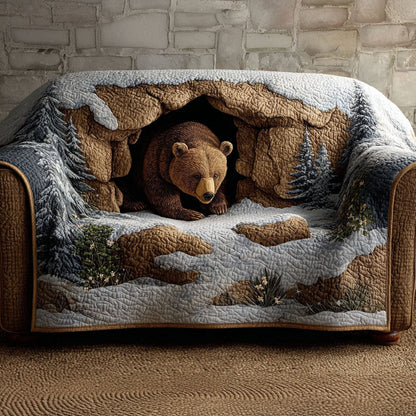 Quilted Sofa Cover – Featuring Bear and Mountain Trail Design NCU0PT9784