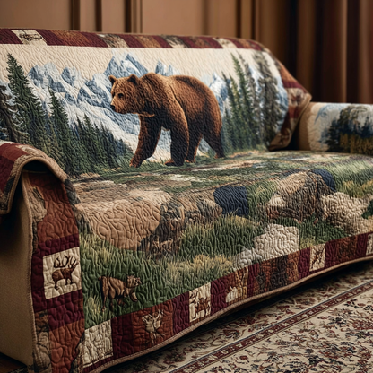 Quilted Sofa Cover – Padded Sofa Slipcover with Bear Design NCU0VT335
