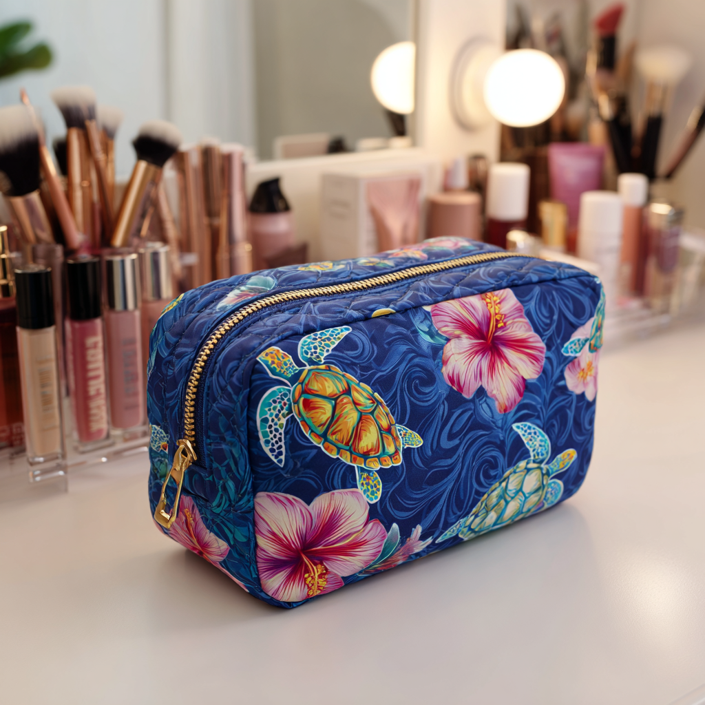 Quilted Cosmetic Bag with Sea Turtle Design NCU0DK10238
