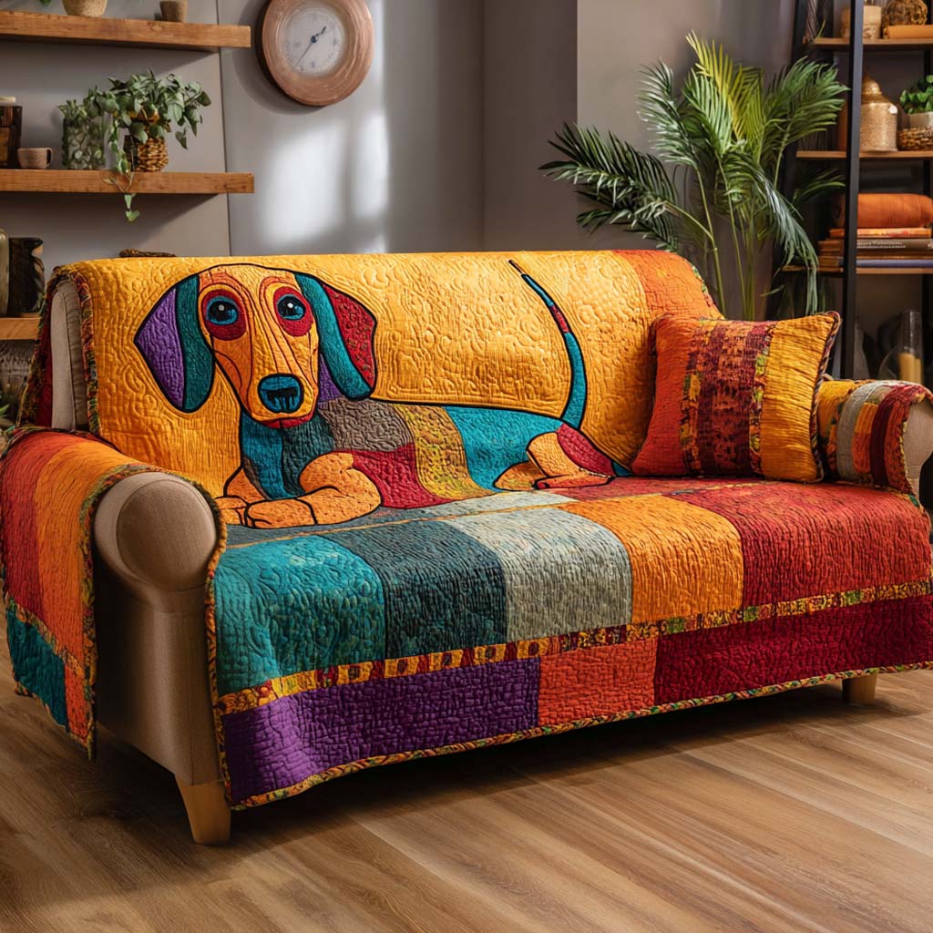 Patchwork Sofföverdrag med Hund – Quiltad Design NCU0XD1289