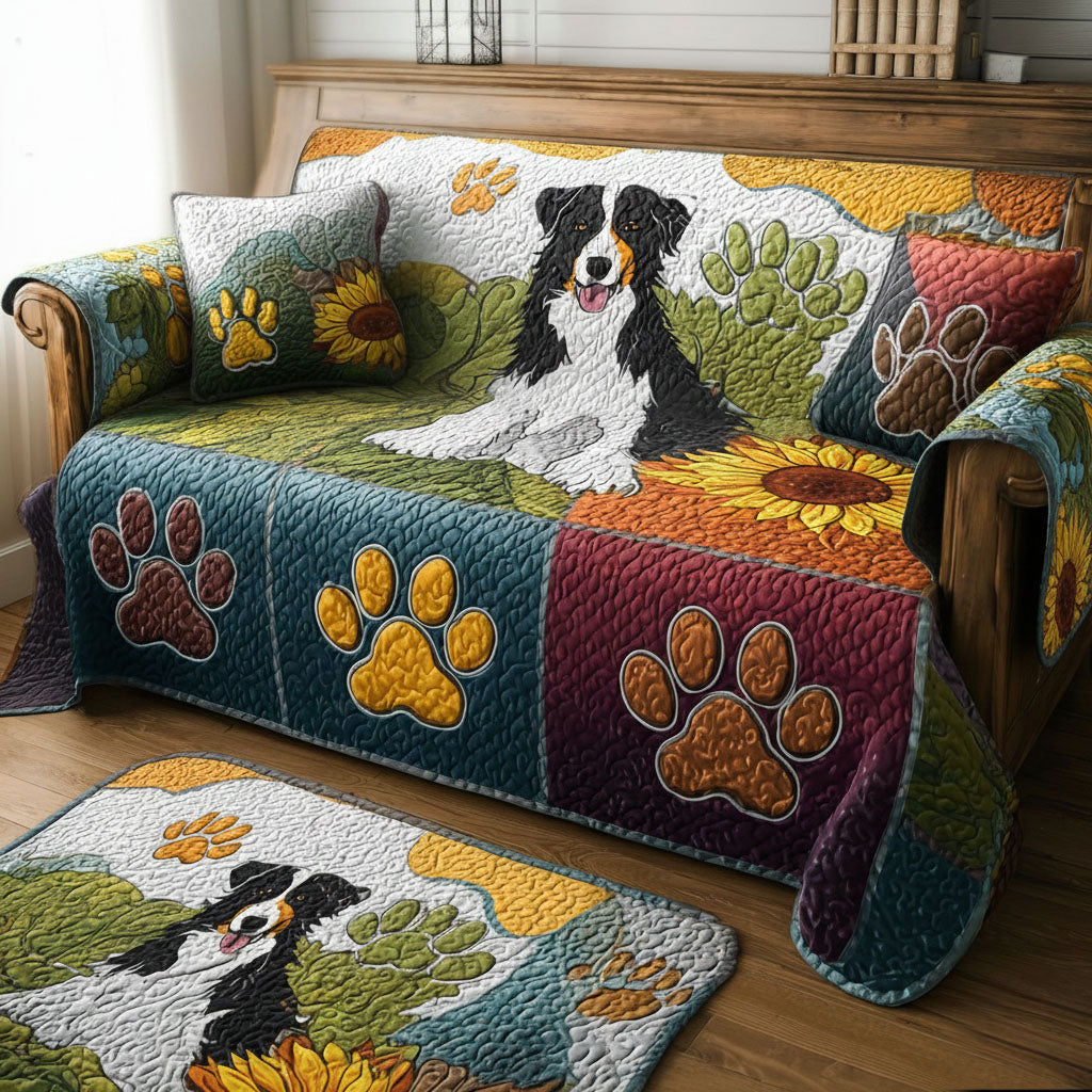 Quilted Sofa Cover with Paw Print Design – NCU0VT363