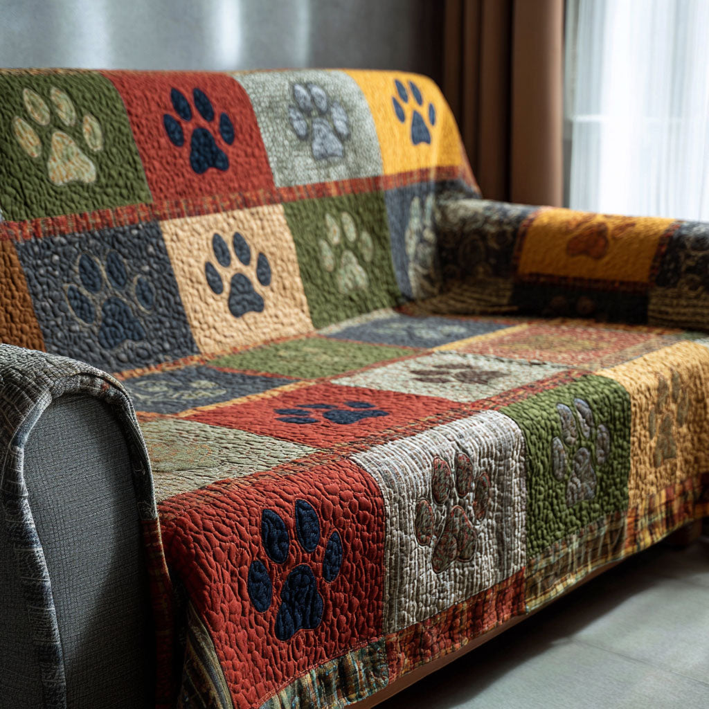 Patchwork Gesteppad Sofföverdrag med Tassar – NCU0PT10914