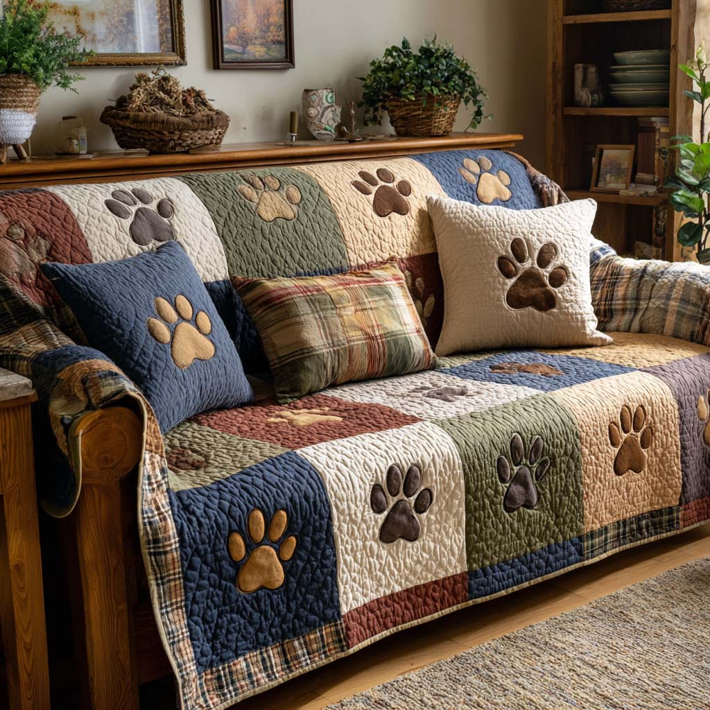 Quilted Sofa Cover with Rustic Feet – Model NCU0NT11735