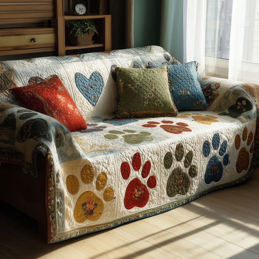 Quilted Sofa Cover – Featuring Cozy Paws NCU0PT11006