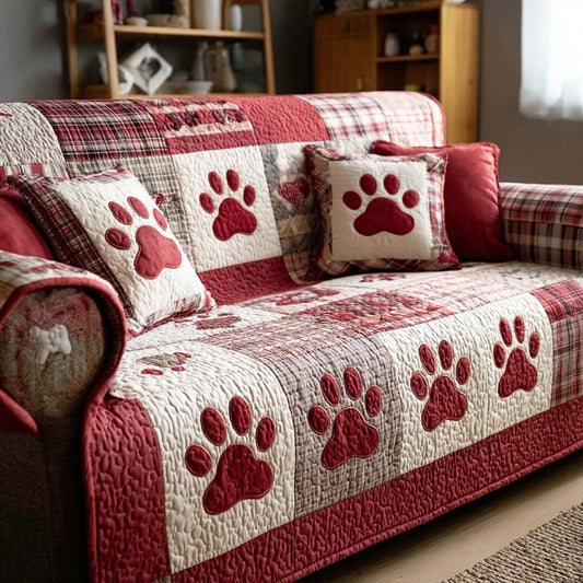 Quilted Sofa Cover – Featuring Paws and Heart Design NCU0NT11673