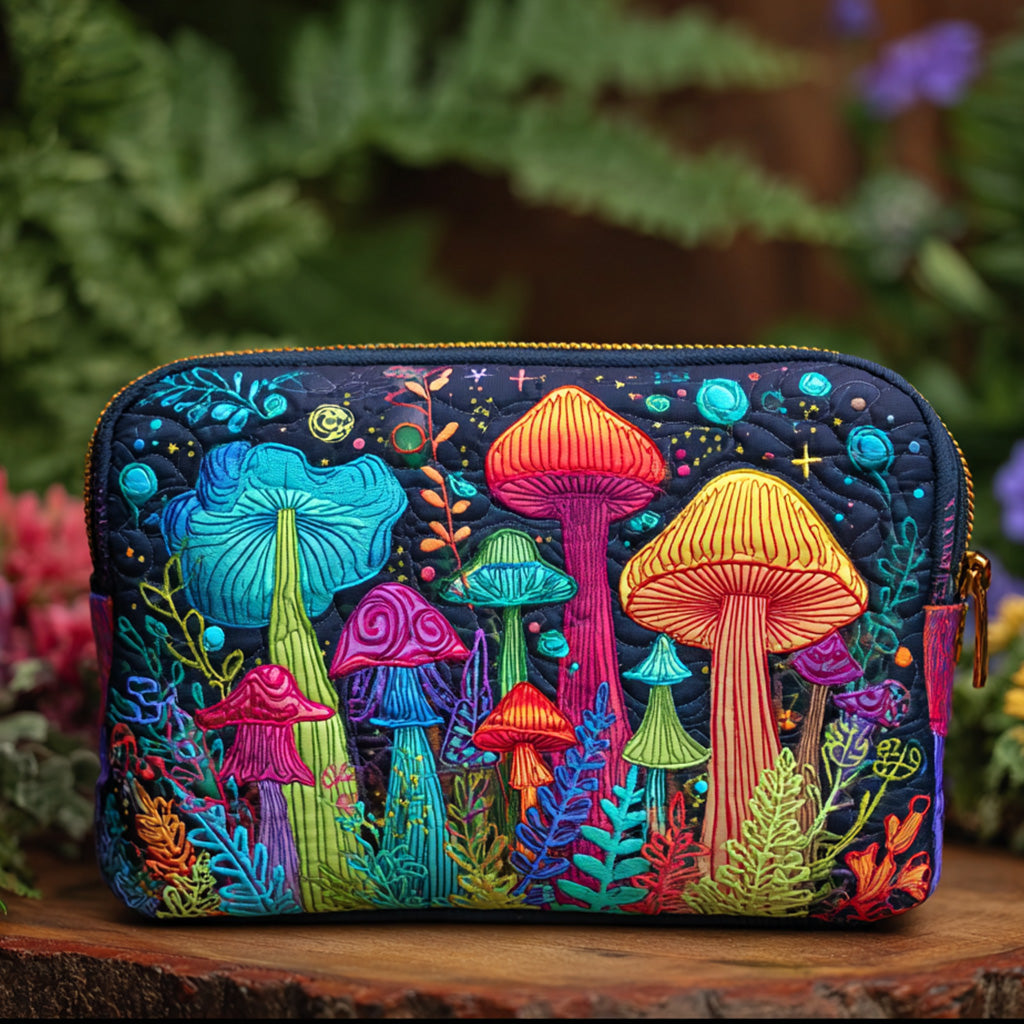 Quilted Cosmetic Bag with Peace Mushroom NCU0PT9292