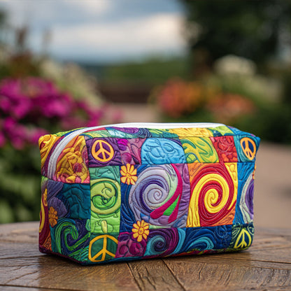 Quilted Cosmetic Bag with Peace Symbol NCU0PT9293