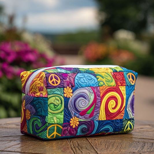 Quilted Cosmetic Bag with Peace Symbol NCU0PT9293