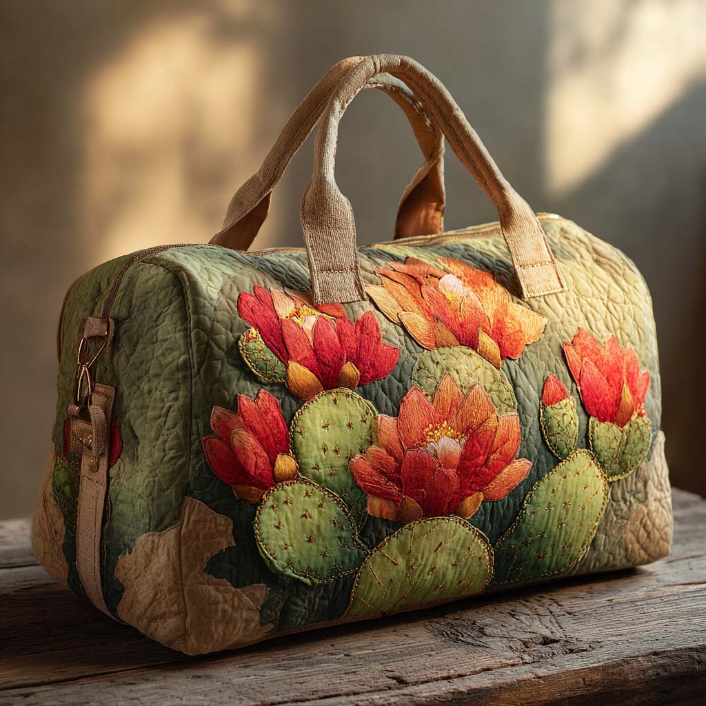 Quilted Travel Bag – Blooming Cactus