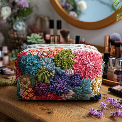 Quilted Cosmetic Bag with Cactus Garden Design NCU0PT9626