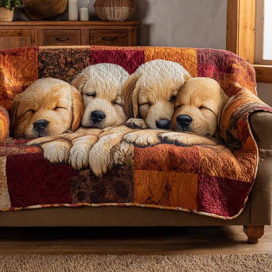 Quilted Sofa Cover – Featuring Golden Retriever Design NCU0HH984