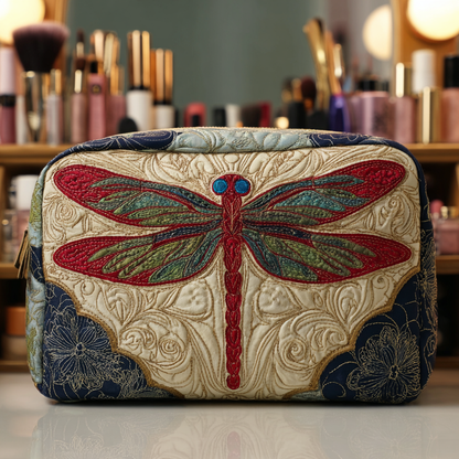 Quilted Cosmetic Bag with Delicate Dragonfly Design NCU0DK10235