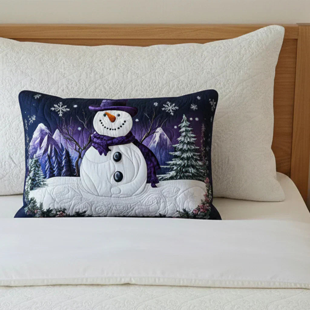 Polstrad Kuddeöverdrag - Lila Snögubbe Design