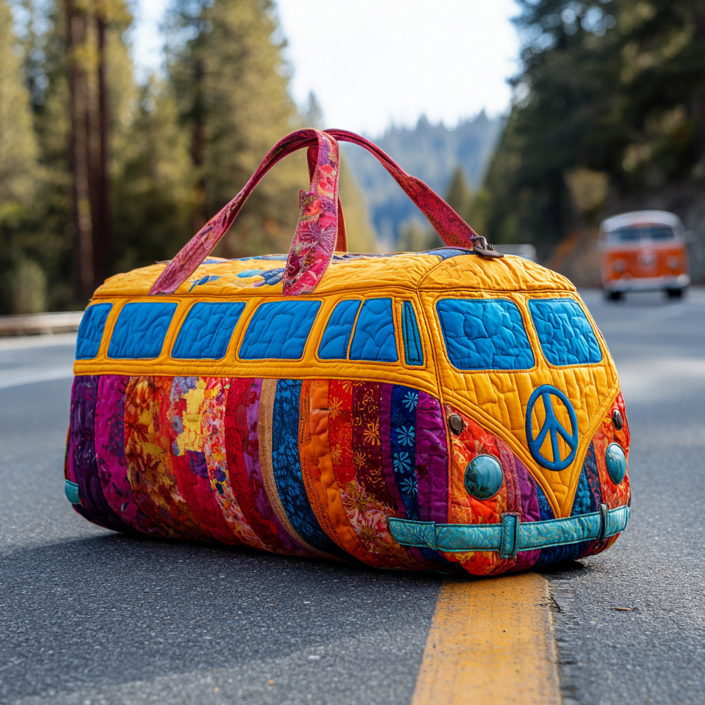 Quilted Travel Bag – Rainbow Bus