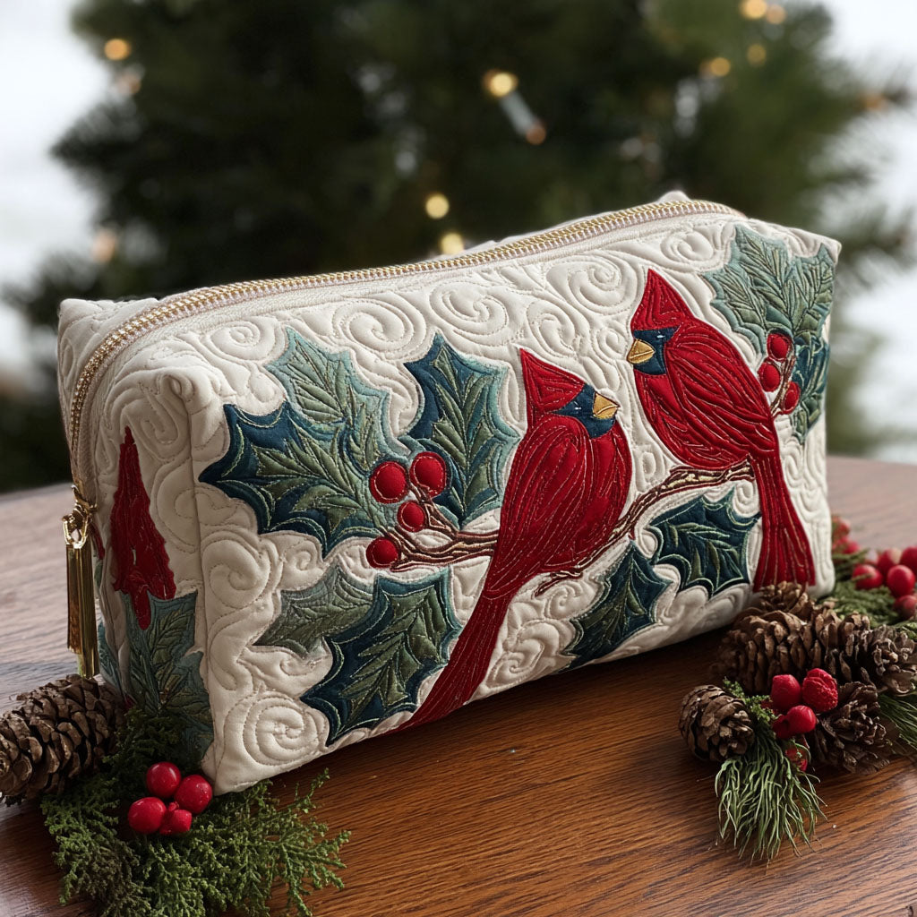 Quilted Cosmetic Bag with Red Pattern NCU0PT9274