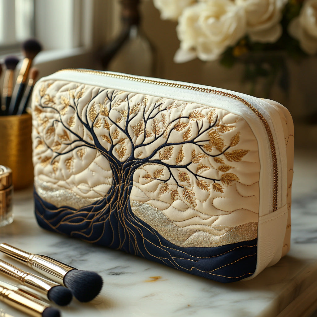 Quilted Cosmetic Bag with Tree of Life Design NCU0DV7895