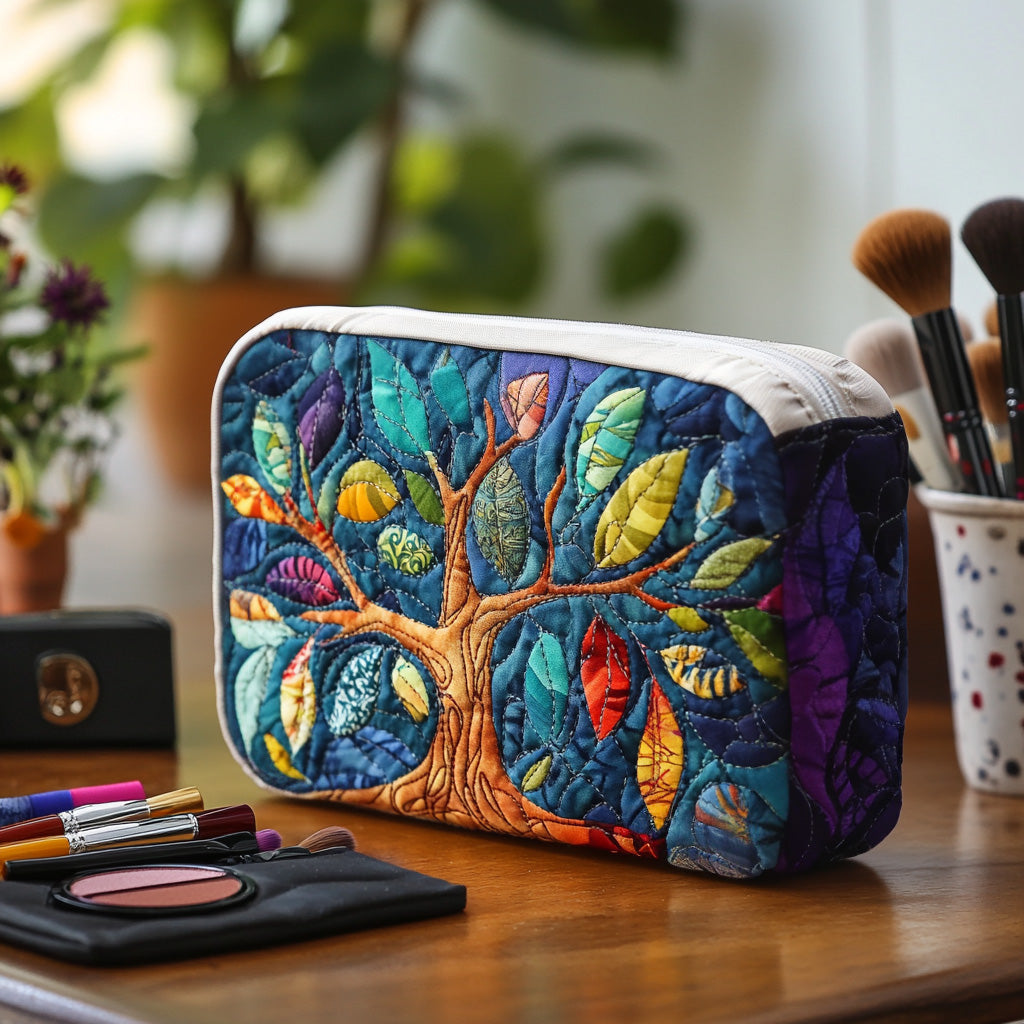 Quilted Cosmetic Bag with Symbolic Tree Design NCU0DV7887