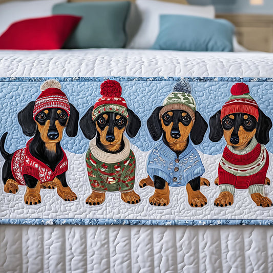 Quilted Bedspread – Quilted Dachshund Christmas NCU0TH3542