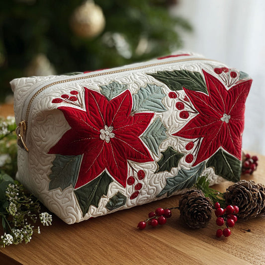 Quilted Cosmetic Bag with Scarlet Flower NCU0PT9275