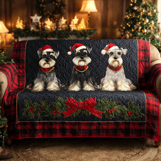 Juligt sofföverdrag med schnauzers – Quiltat design NCU0TV959