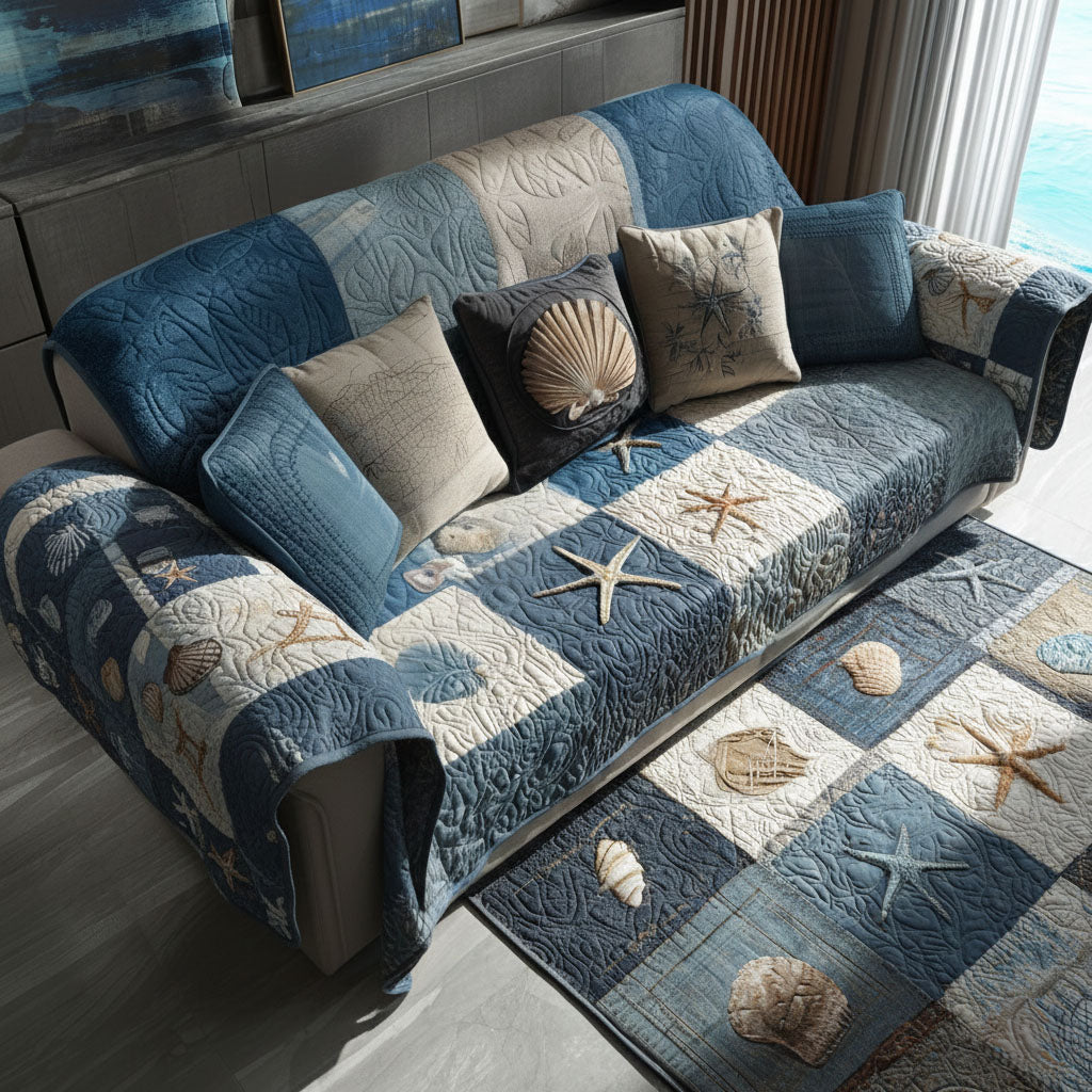 Quilted Sofa Cover – Serene Ocean Design NCU0PT10926