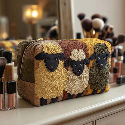 Quilted Cosmetic Bag with Sheep Trio NCU0NT10391