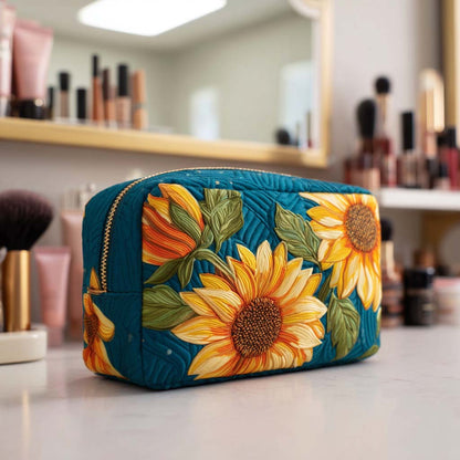 Quilted Cosmetic Bag with Cheerful Flower Design NCU0NT10237