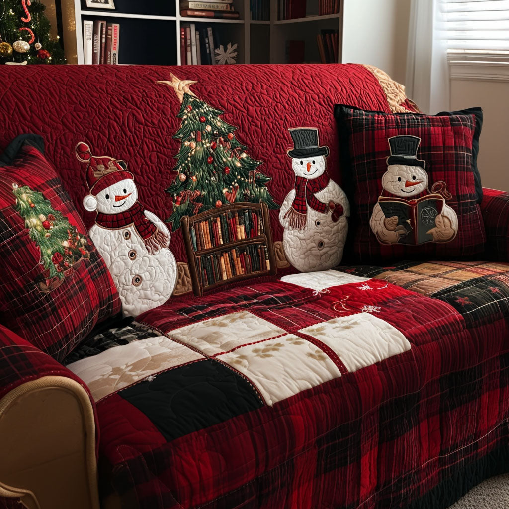 Quilted Sofa Cover – Snowman Design NCU0PT9891
