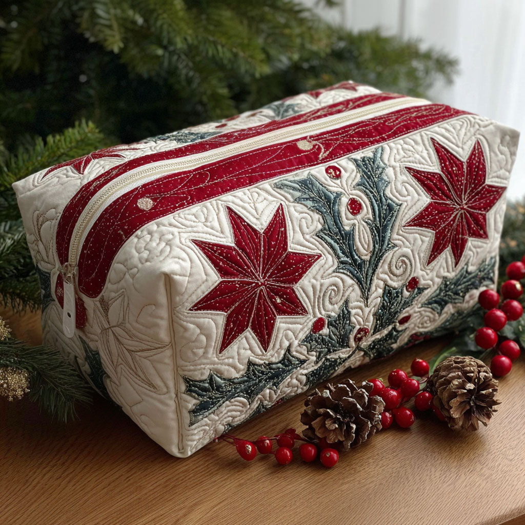 Quilted Cosmetic Bag with Star Leaf Design NCU0PT9276