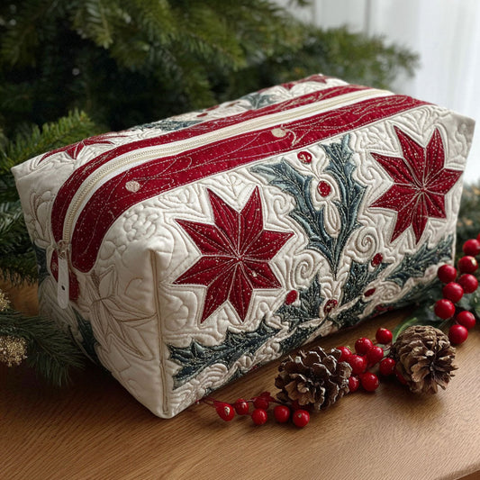 Quilted Cosmetic Bag with Star Leaf Design NCU0PT9276