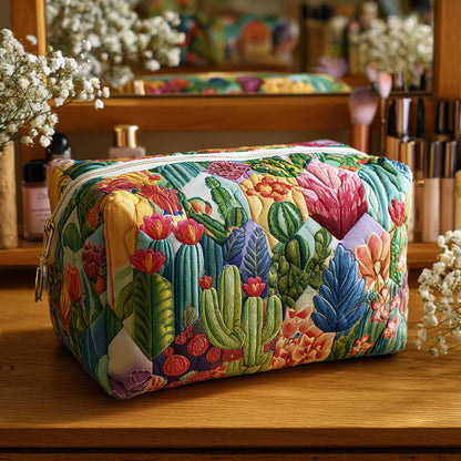 Quilted Cosmetic Bag with Succulents NCU0PT9631